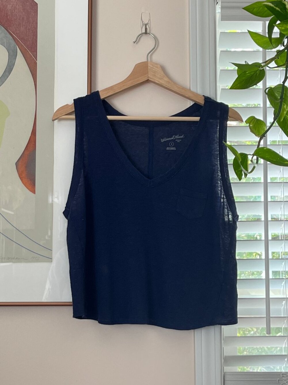 Navy V-Neck Sleeveless Tank Top